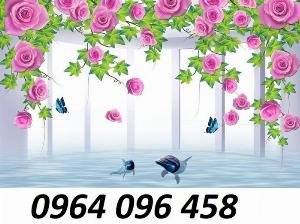 Tranh hoa hồng 3d - tranh gạch 3d hoa hồng - GHB63