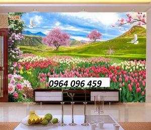 Tranh cảnh thiên nhiên hoa cỏ tranh gạch 3d ốp tường - 444SP