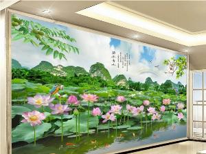 Tranh gạch 3d cảnh đồng quê sông núi - DSA61