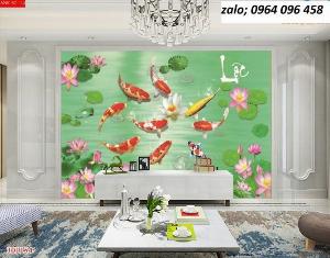Tranh cá chép - tranh gạch 3d cá chép - GVV11