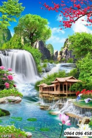 Tranh gạch 3d khổ dọc dán tường hành lang - 322AK