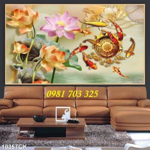 Tranh cá chép phong thủy, tranh gạch men 3D