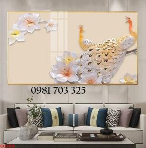 Tranh gạch chim công phong thủy, tranh đẹp dán tường
