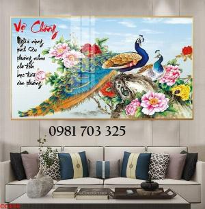 Tranh gạch chim công phong thủy, tranh đẹp dán tường