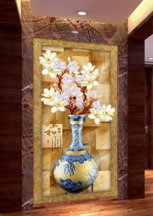 Gạch tranh 3d bình hoa sứ ngọc - 123SN