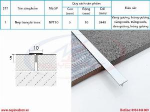 Nẹp trang trí inox chữ T 10mm