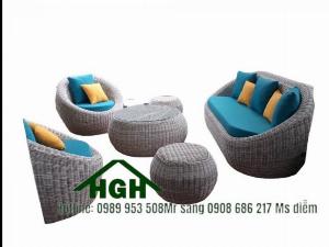 Sofa nhựa giả mây sân vườn