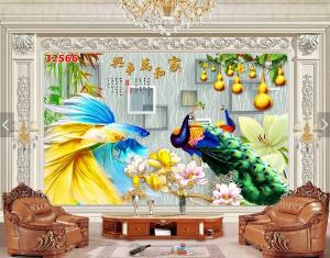 Tranh gạch 3d chim công - gạch tranh 3d chim công - 8333SN