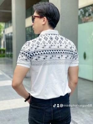 Áo thun nam polo cổ trụ sọc lạ