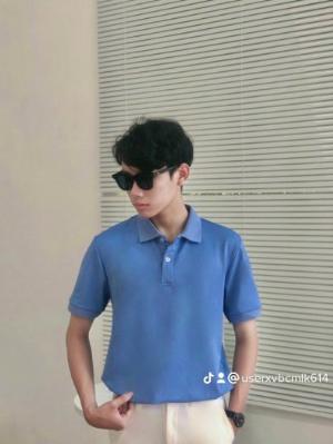 Áo thun nam nữ polo sọc tay phối màu