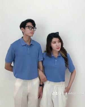 Áo thun nam nữ polo sọc tay phối màu
