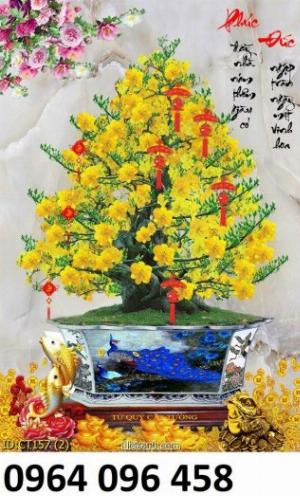 Tranh hoa mai - gạch tranh 3d hoa mai - GCCC4