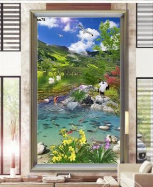 Tranh cá chép 3d - tranh gạch 3d cá chép - CX33