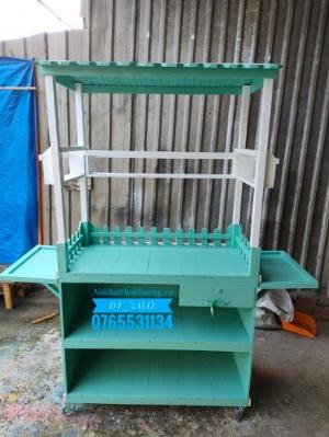 Tủ trà sữa đẹp xanh trắng TS04