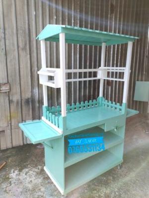 Tủ trà sữa đẹp xanh trắng TS04