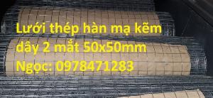 Lưới thép hàn mạ kẽm dây 2, mắt 50x50mm, khổ 1x30m và 1,2x30m.