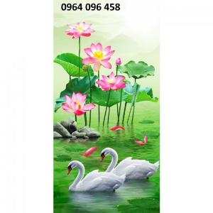 Tranh gạch men ốp tường cá chép hoa sen - GDS22