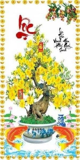 Tranh gạch 3d chậu hoa mai - GFS33