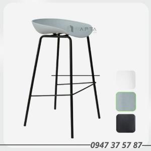 Ghế quầy bar thân nhựa không lưng tựa chân sắt cố định HCM Nika