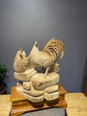 Tượng gỗ trang trí - Gia đình sum vầy - Kim kê _ Mỹ nghệ Âu Lạc