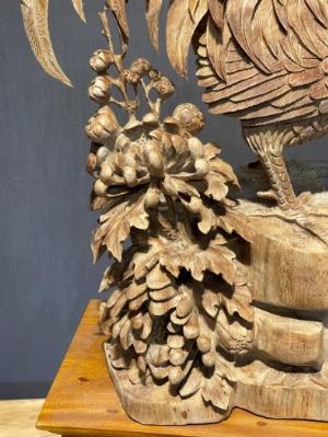 Tượng gỗ trang trí - Gia đình sum vầy - Kim kê _ Mỹ nghệ Âu Lạc