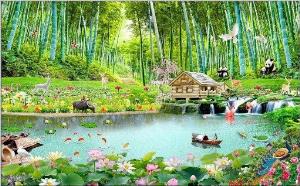 Tranh 3d tre trúc - tranh gạch men 3d tre trúc - TƯQ22