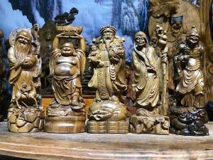 Bộ 5 tượng - Thần tài - Di lặc - Đạt Ma - tế công