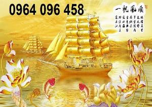 Gạch tranh 3d ốp tường thuyền buồm phong thủy - 5444XN