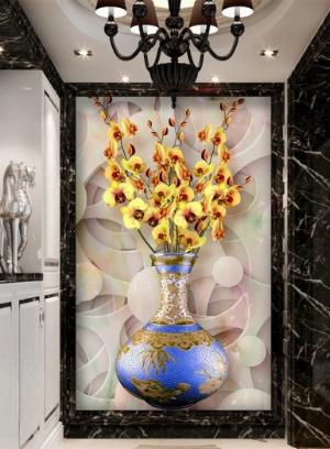 Tranh gạch 3d bình hoa - GVV43