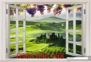 Tranh cửa sổ 3d - tranh gạch 3d cửa sổ - HFF43