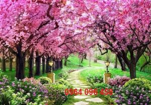 Tranh gạch hoa đào - gạch tranh 3d hoa đào - GVC444