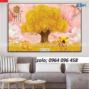 Tranh gạch cây kim tiền - tranh gạch 3d cây kim tiền - DSXC43
