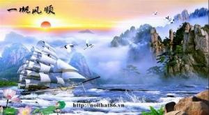 Gạch tranh 3d phong thủy thuyền buồm - GS3