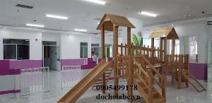 Cầu trượt liên hoàn gỗ mầm non
