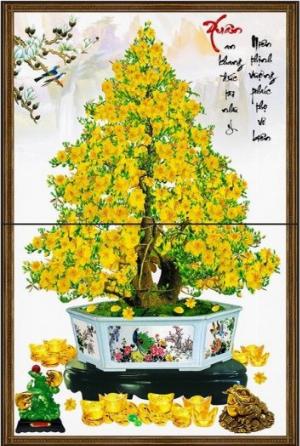 Tranh gạch 3d cây mai vàng - 4333SP