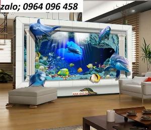 Tranh gạch 3d cá heo đại dương - DSX21