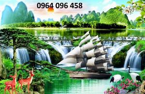 Tranh gạch men 3d thuyền buồm - 249CN