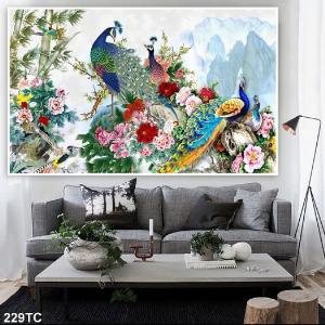Gạch tranh 3D - họa tiết chim công