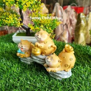 Bộ 03 chú Mèo Vàng mang tài lộc và may mắn - hàng Việt Nam