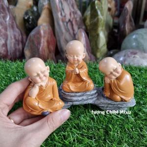 Trọn bộ 15 chú tiểu áo nâu size nhí 7- 8cm