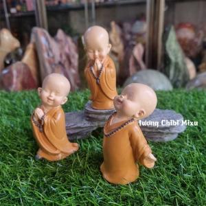 Trọn bộ 15 chú tiểu áo nâu size nhí 7- 8cm