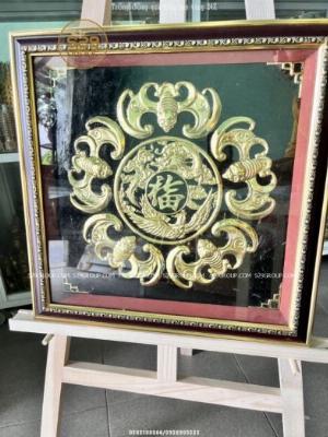 Tranh ngũ phúc lâm môn bằng đồng kt 40cm