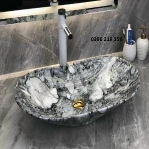 Lavabo thuyền vân đá nghệ thuật-chậu đặt bàn