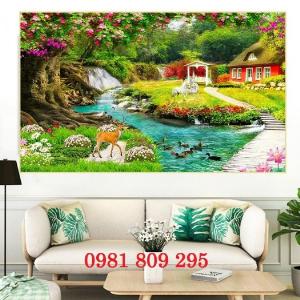 Tranh phong cảnh - gạch trang trí phòng khách