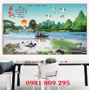 Tranh phong cảnh - gạch trang trí phòng khách