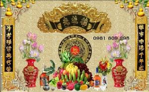 Gạch 3d trang trí phòng thờ chữ phúc