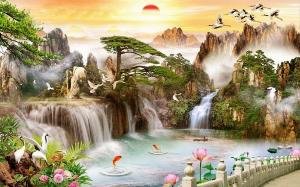 Tranh cảnh đồng quê - tranh gạch 3d cảnh đồng quê - BSA11