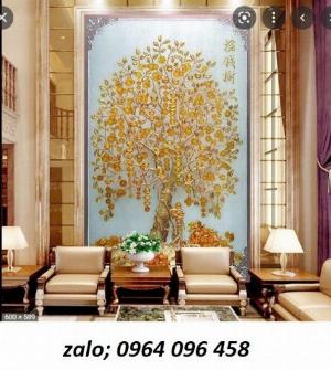 Tranh gạch men 3d cây tiền vàng - MZX11