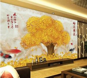 Tranh gạch men 3d cây tiền vàng - MZX11