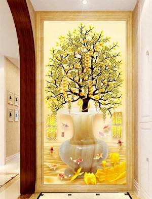 Tranh gạch 3d cây kim tiền - 0322SP